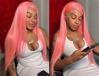 Custom Pink/Red Lace Frontal Wig